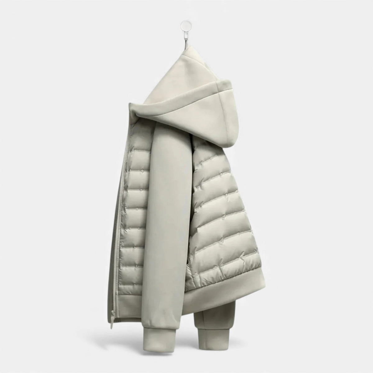 Lightweight Men's Hooded Down Jacket — Light Gray