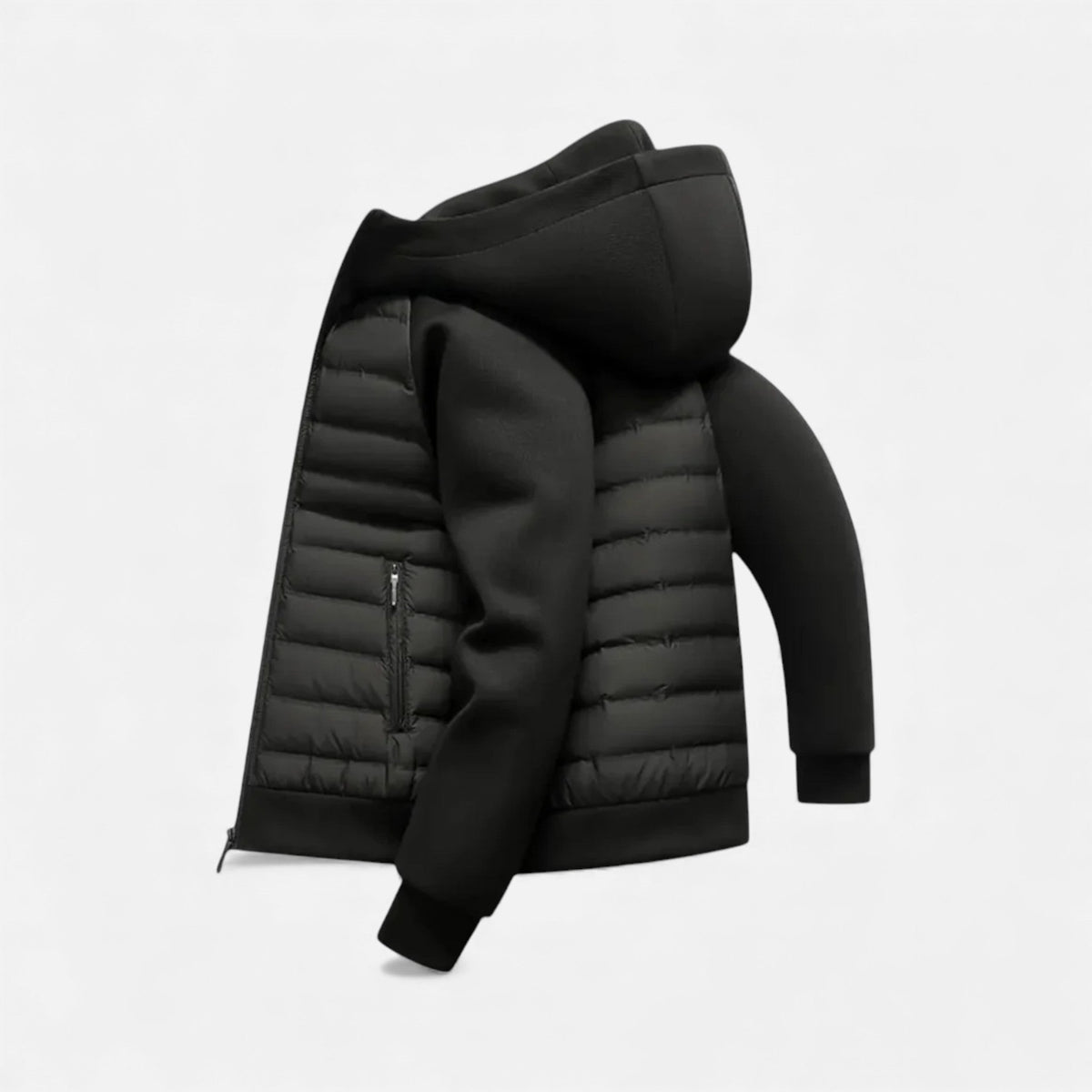 Lightweight Men's Hooded Down Jacket — Black
