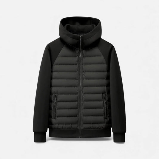 Lightweight Men's Hooded Down Jacket — Black