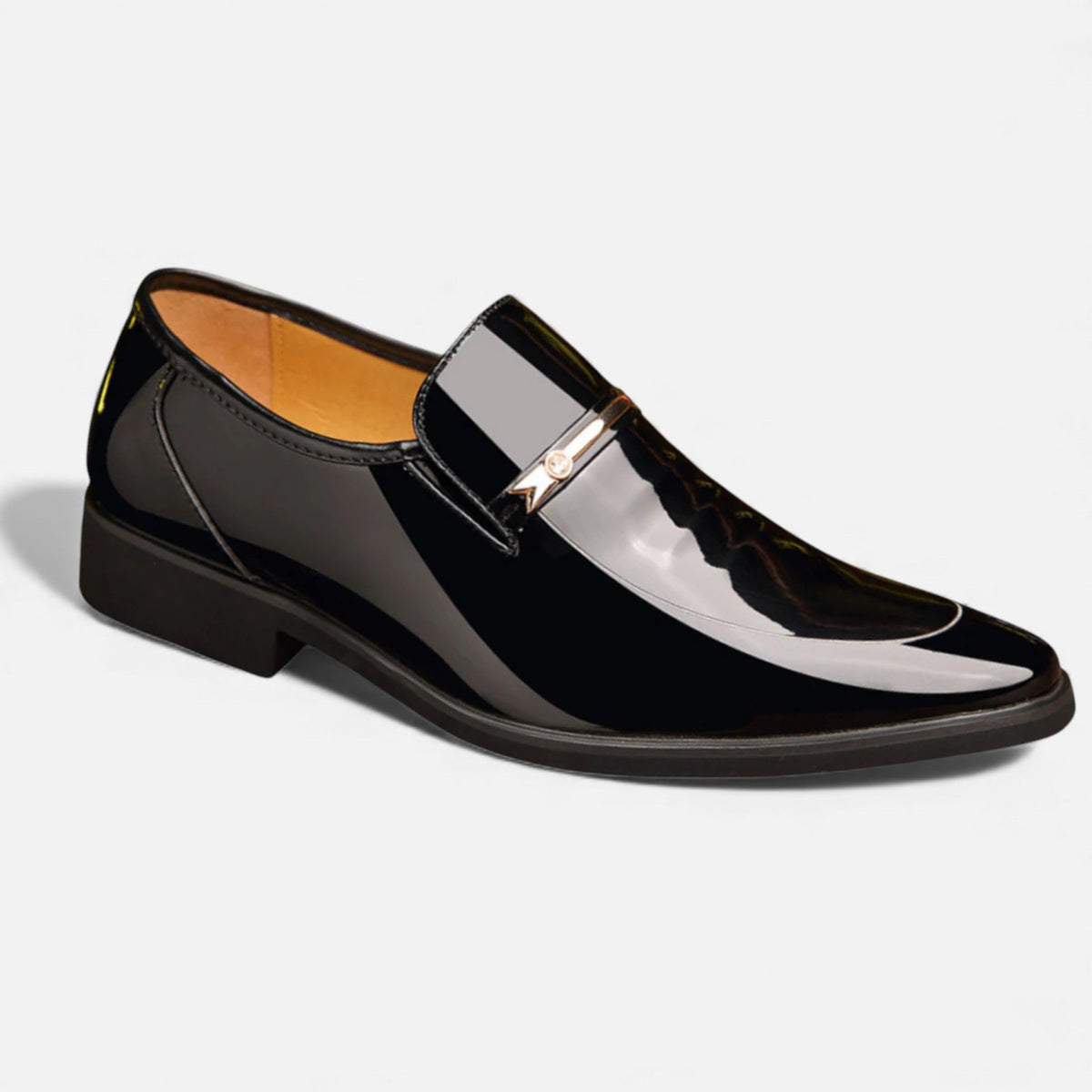 Shiny Men's Dress Loafers — Black