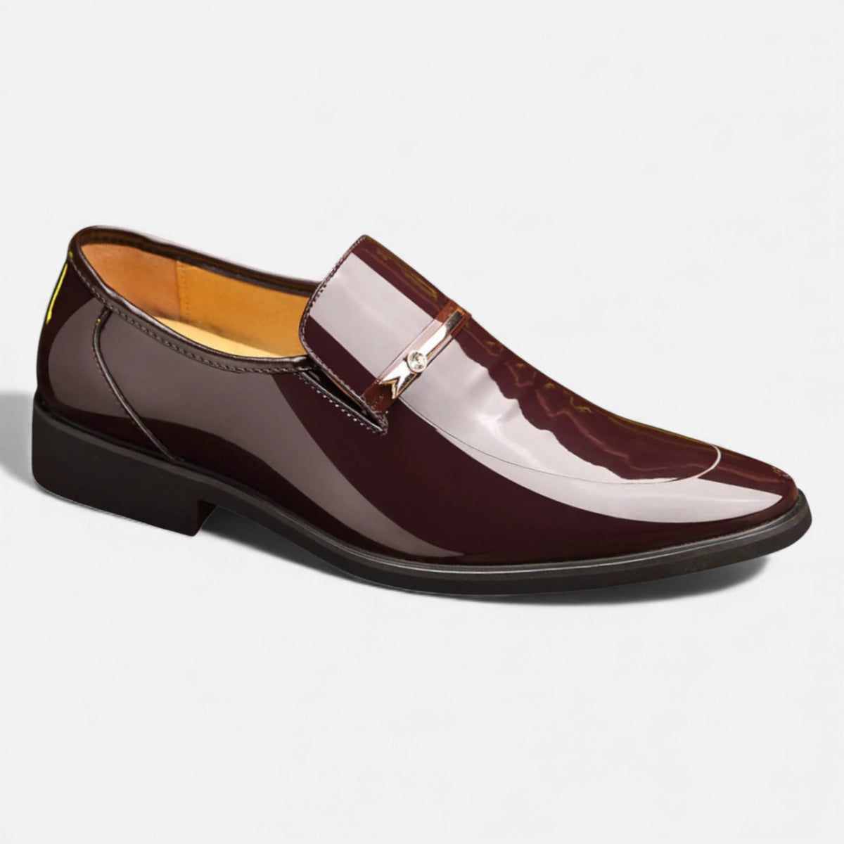 Shiny Men's Dress Loafers — Coffee