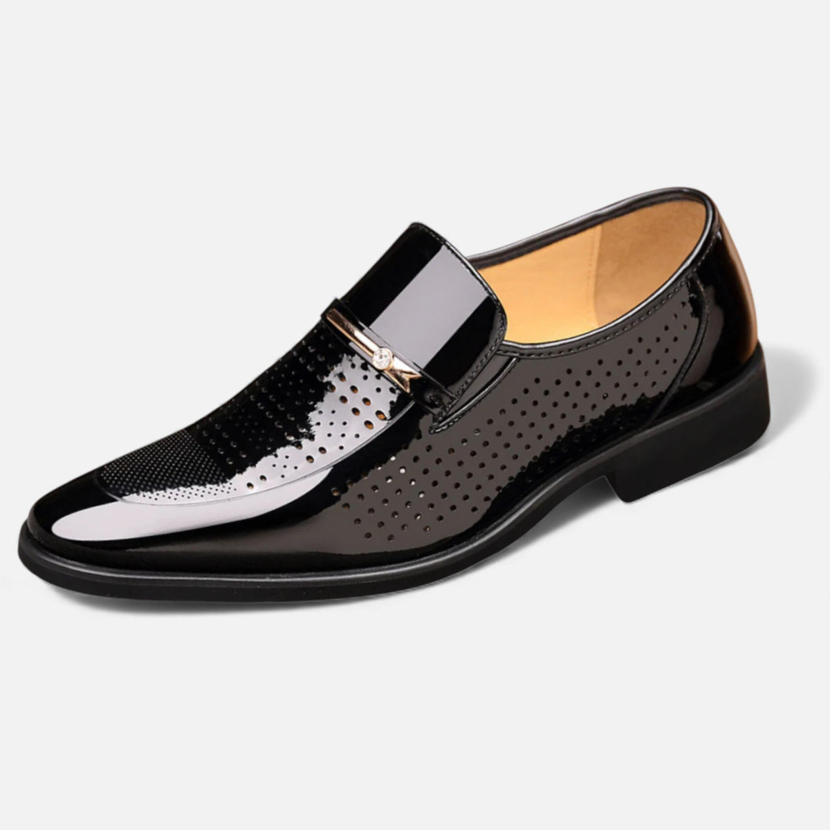 Shiny Men's Dress Loafers — Black