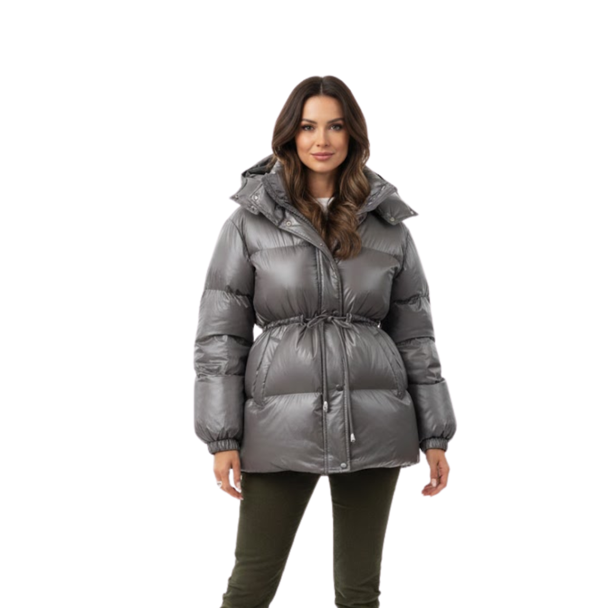 Women's Thick Warm Jacket with Removable Hood — Gray