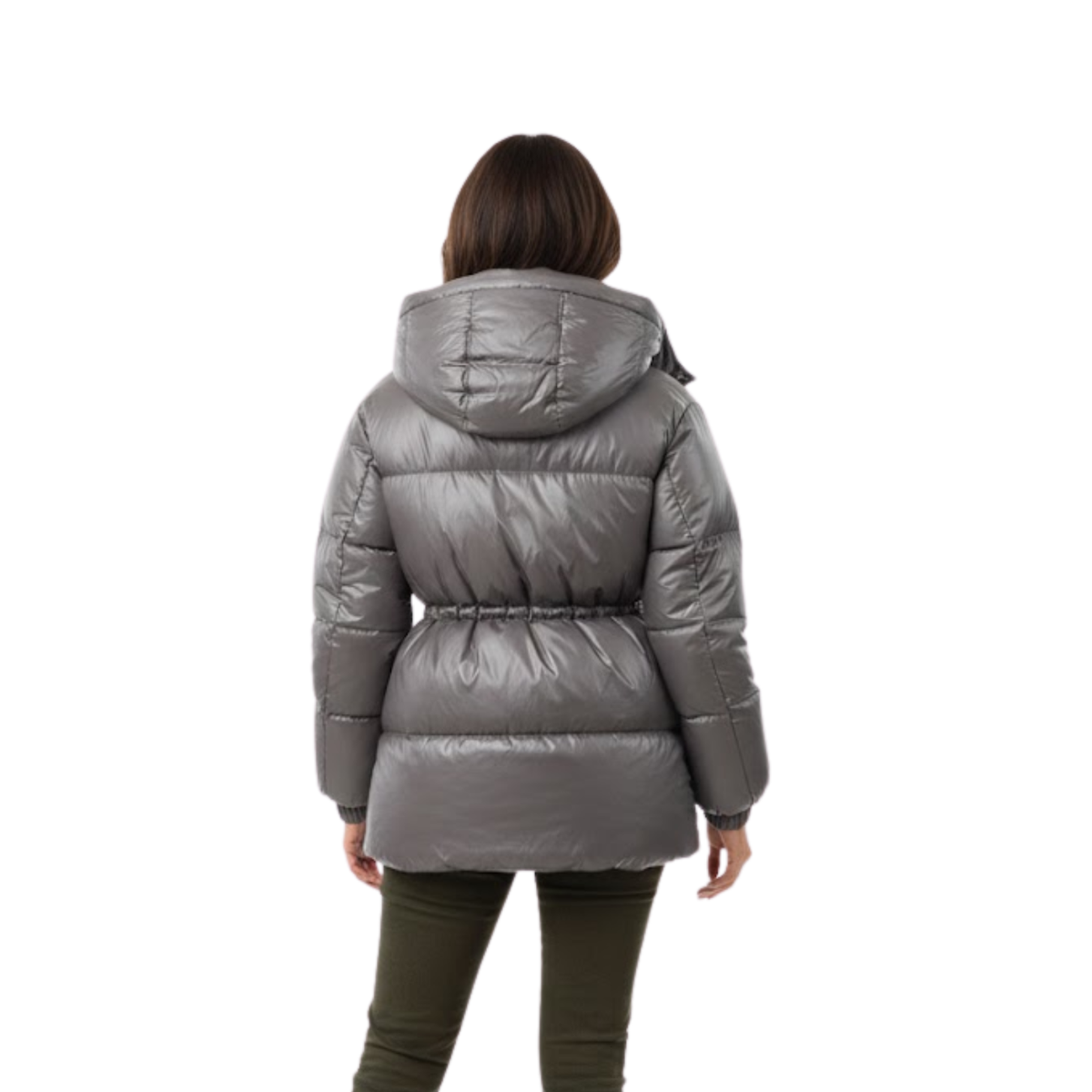 Women's Thick Warm Jacket with Removable Hood — Gray