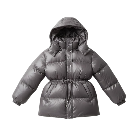 Women's Thick Warm Jacket with Removable Hood — Gray