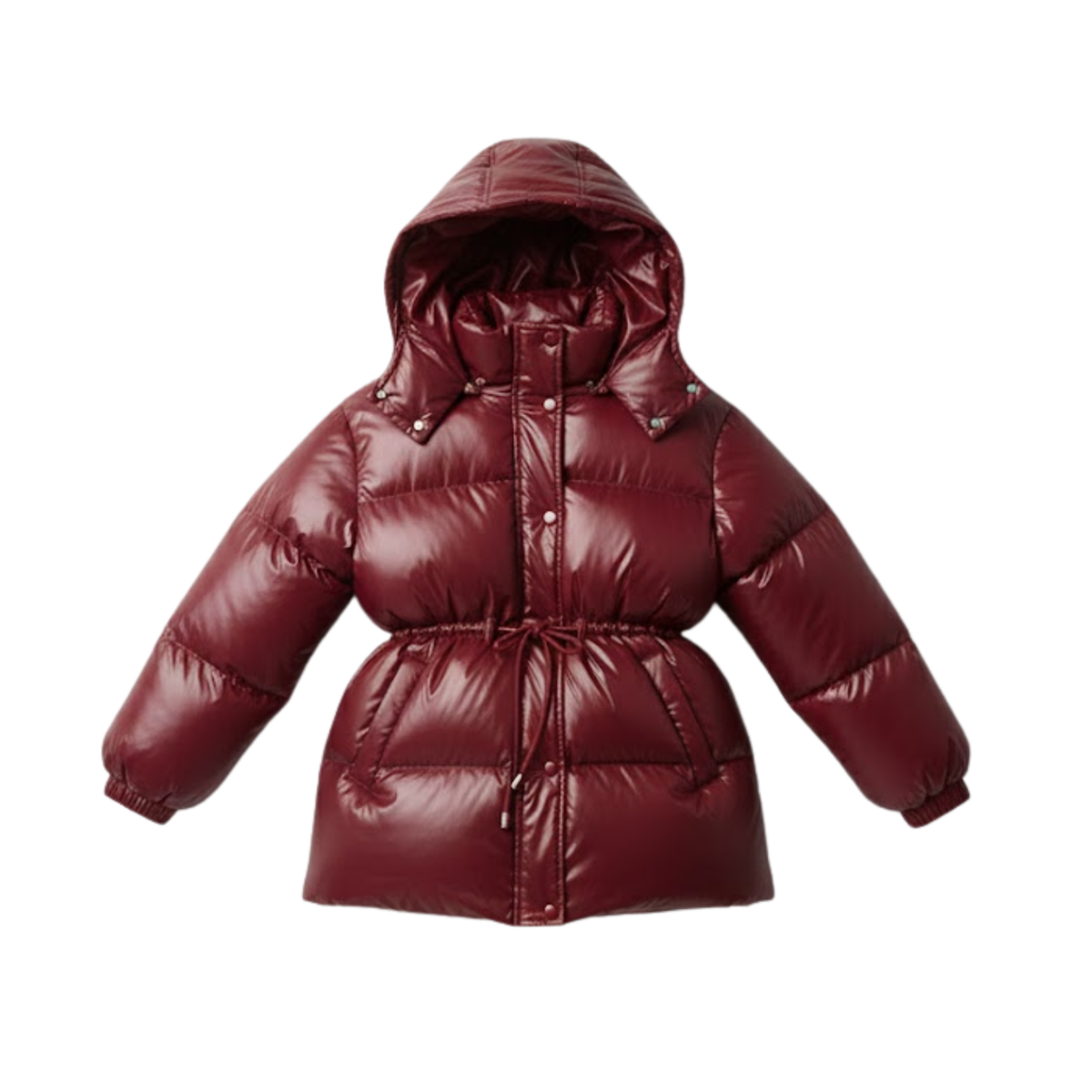 Women's Thick Warm Jacket with Removable Hood — Burgundy