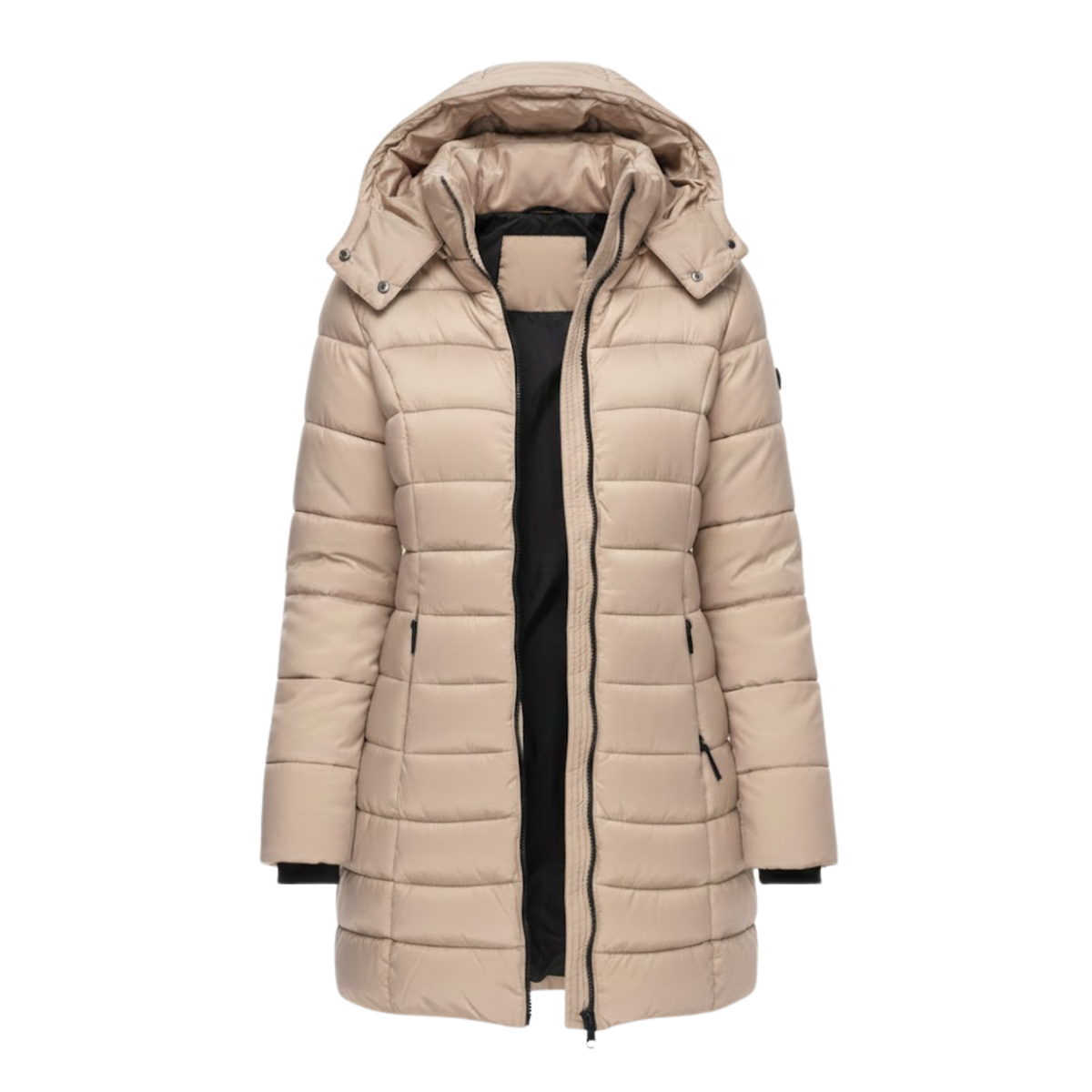 Women's Mid-Length Quilted Parka with Hood — Khaki