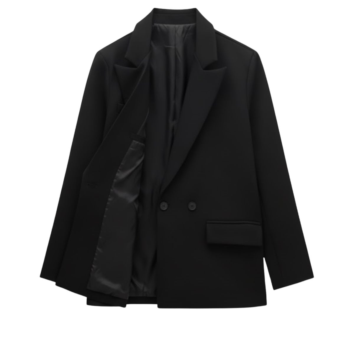 Vintage Women's Double-Breasted Blazer for the Office — Black