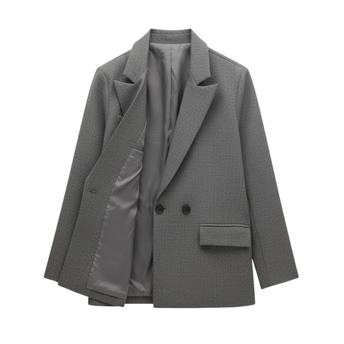 Vintage Women's Double-Breasted Blazer for the Office — Gray