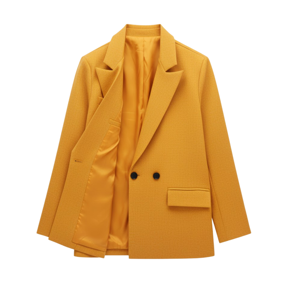 Vintage Women's Double-Breasted Blazer for the Office — Yellow