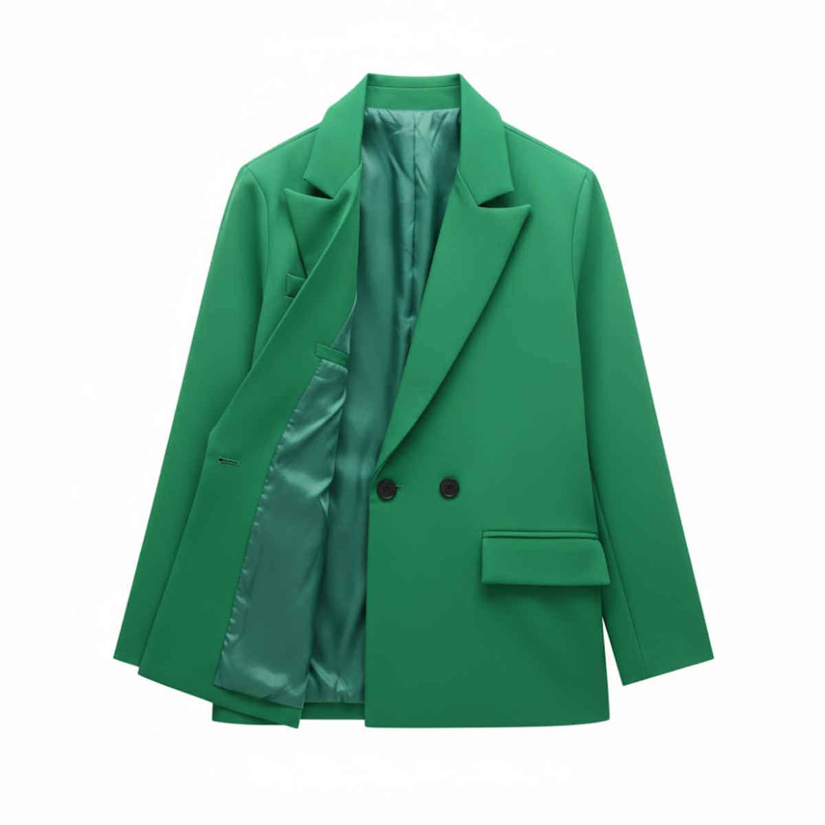 Vintage Women's Double-Breasted Blazer for the Office — Green