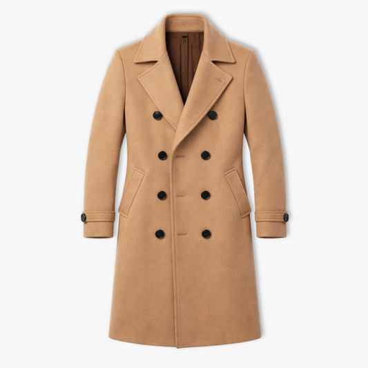 Men's Long Double-Breasted Trench Coat – Autumn and Winter — Khaki