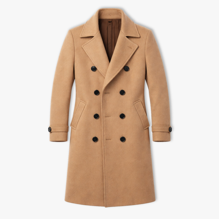 Trench-coat pour homme coupe longue et boutonnage croisé — Kaki