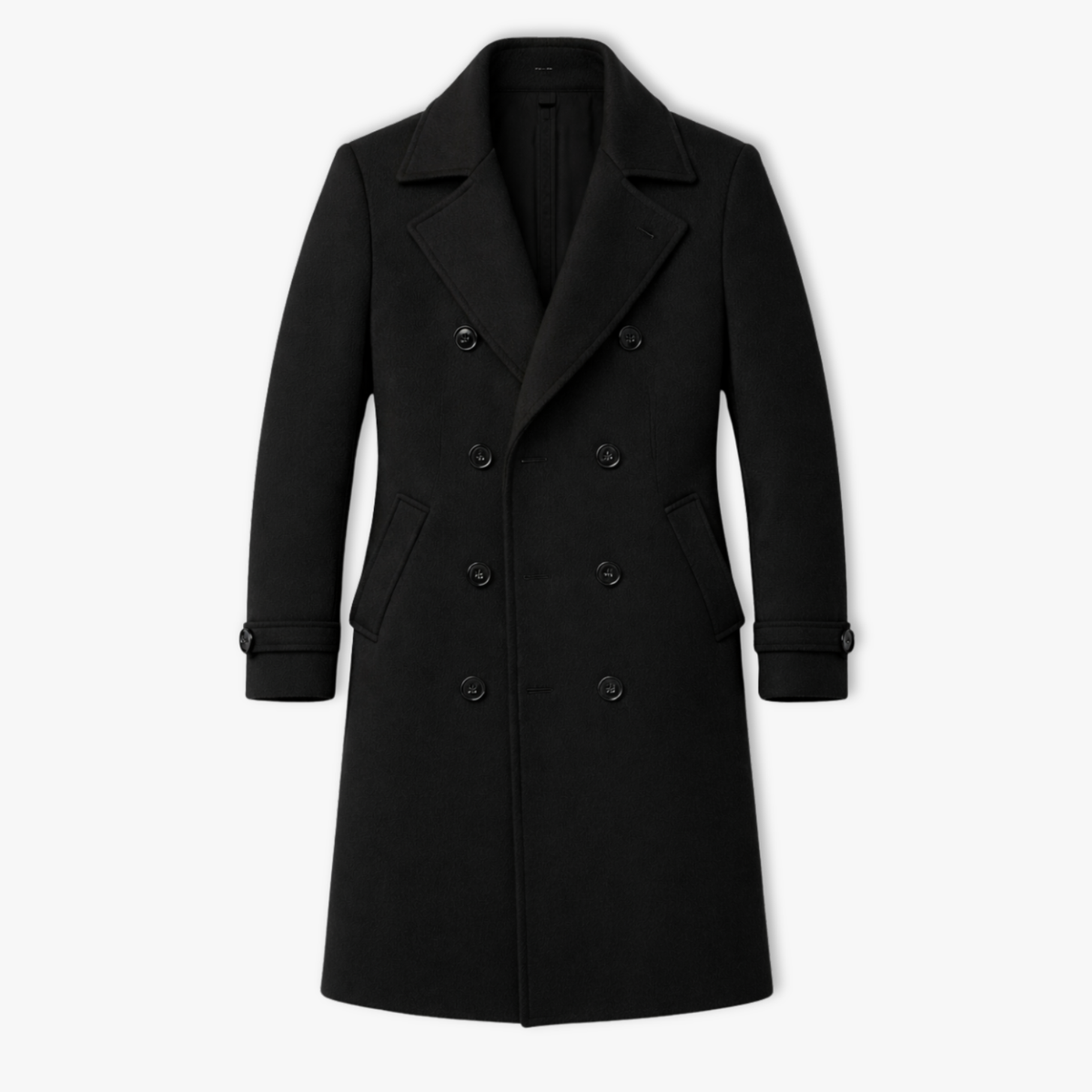 Men's Long Double-Breasted Trench Coat – Autumn and Winter — Black
