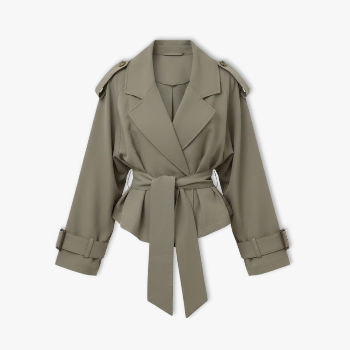 Women's Lace-Up Trench Coat – Lapels and Long Sleeves — Green