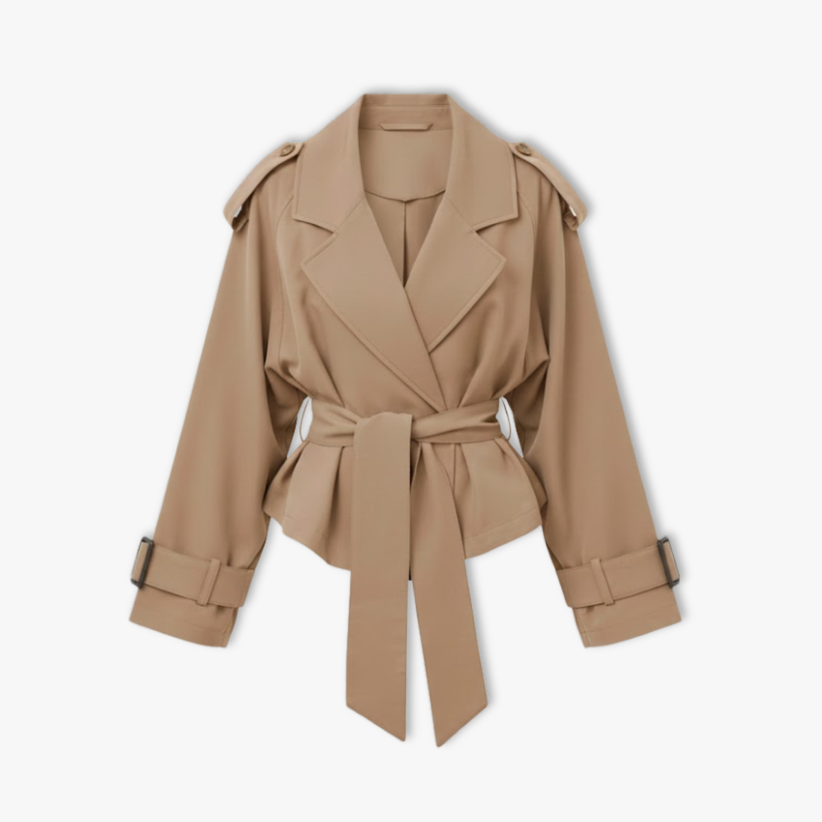 Women's Lace-Up Trench Coat – Lapels and Long Sleeves — Khaki
