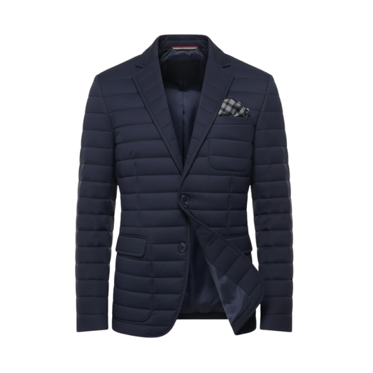 Men's Fitted Suit Jacket – Classic British Winter Style — Navy