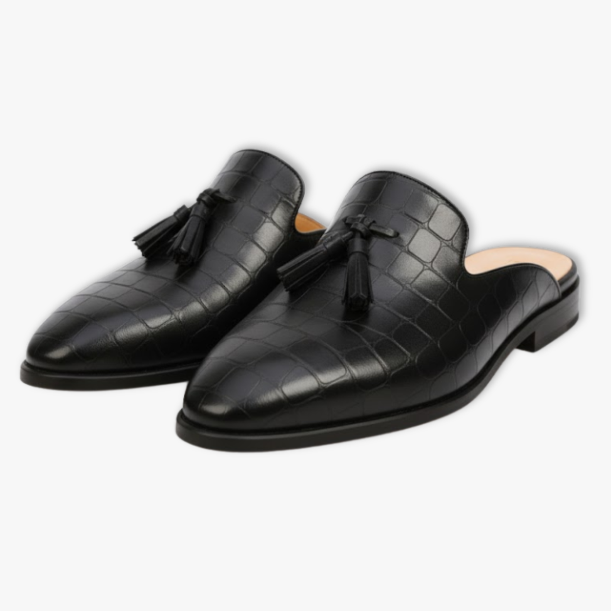 Men's city slippers textured slip-on silhouette prestige — Black