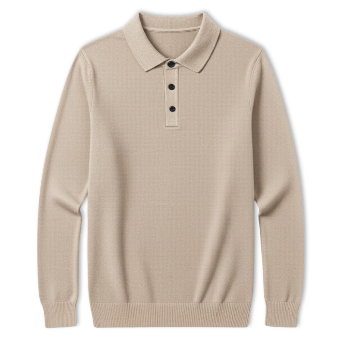 Polo pour homme à coupe décontractée, manches longues et col boutonné — Kaki
