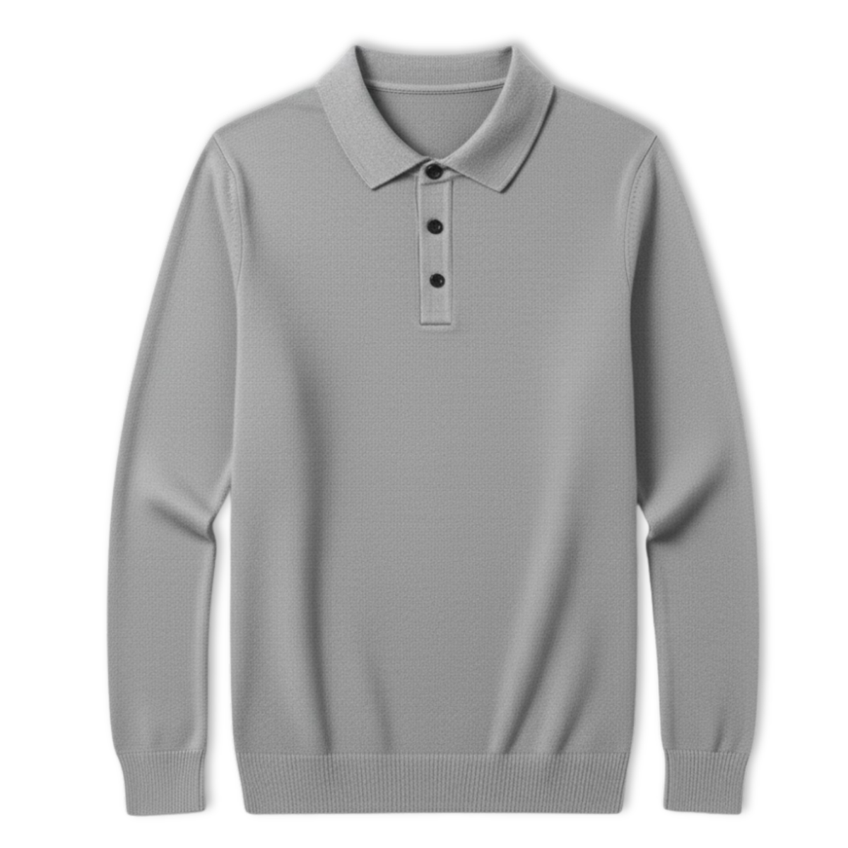 Polo pour homme à coupe décontractée, manches longues et col boutonné — Gris