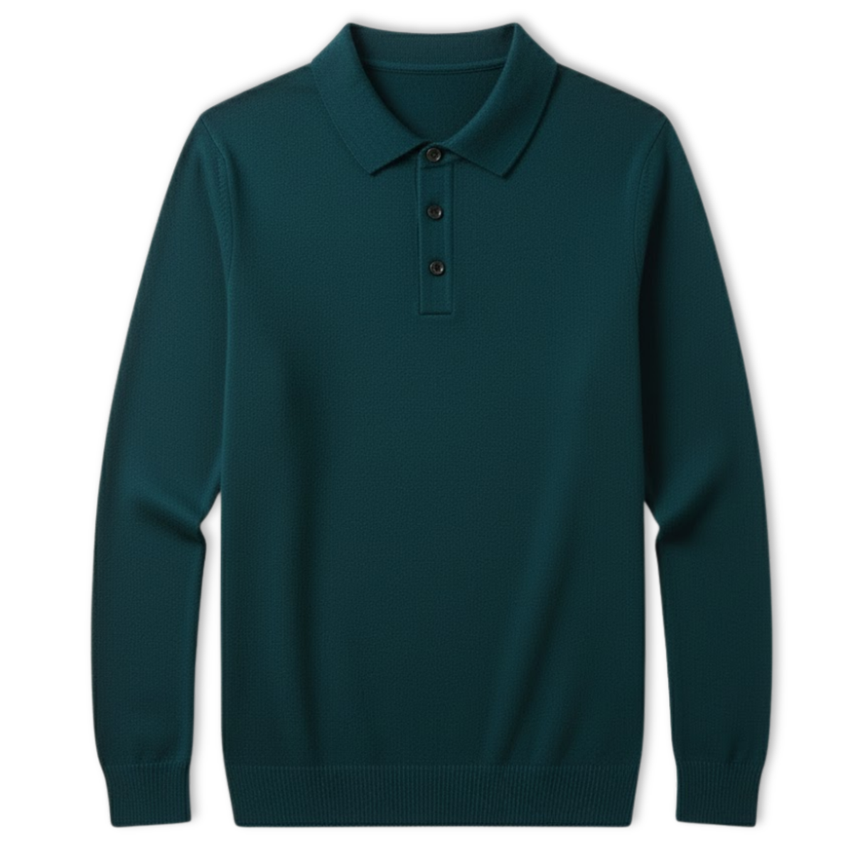 Polo pour homme à coupe décontractée, manches longues et col boutonné — Vert