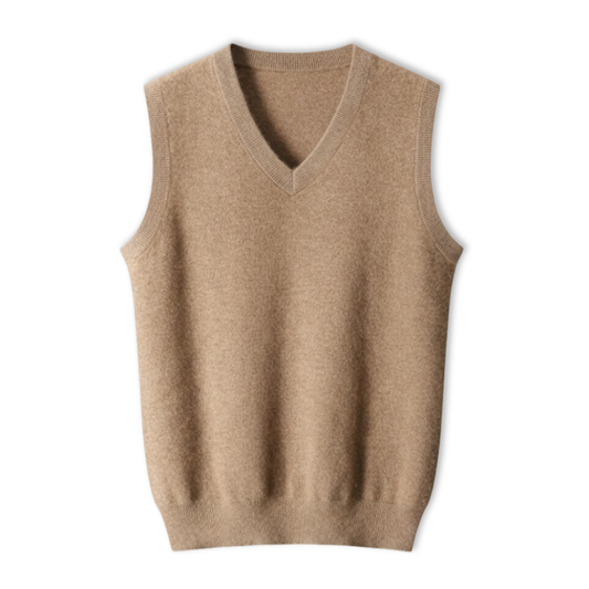 Men's Sleeveless V-Neck Knit Vest — Camel