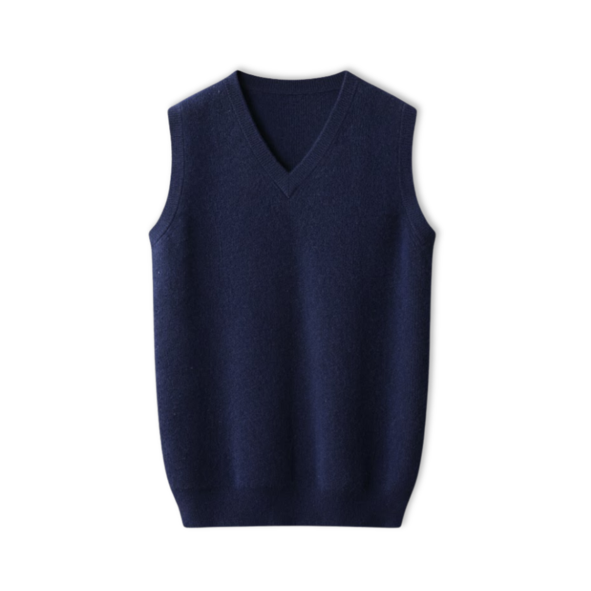 Men's Sleeveless V-Neck Knit Vest — Navy Blue
