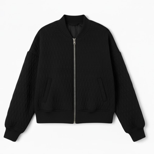 Damenjacke mit Stehkragen und Steppdetails — Schwarz