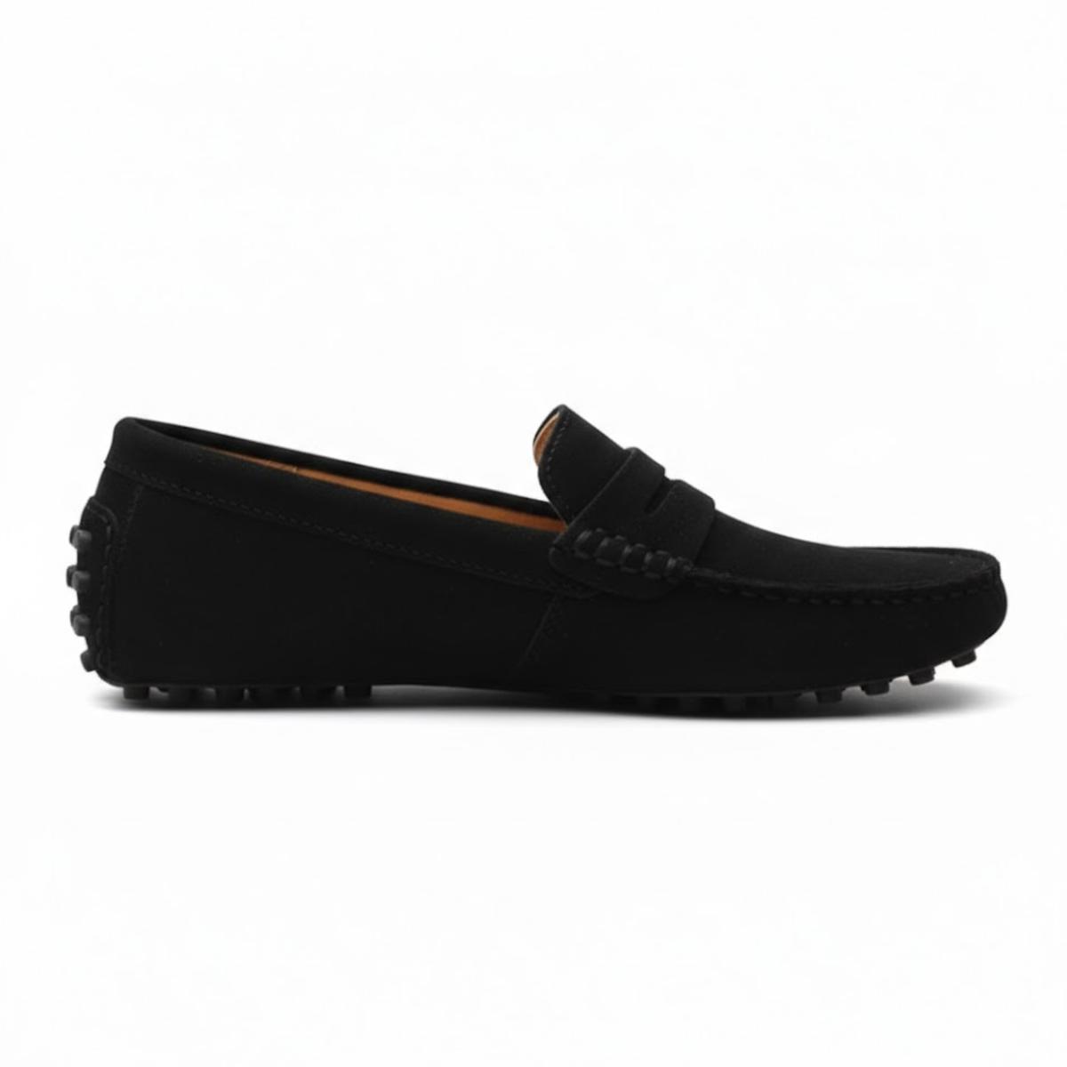 Moccasins for men, soft slip-on driving shoes — Black