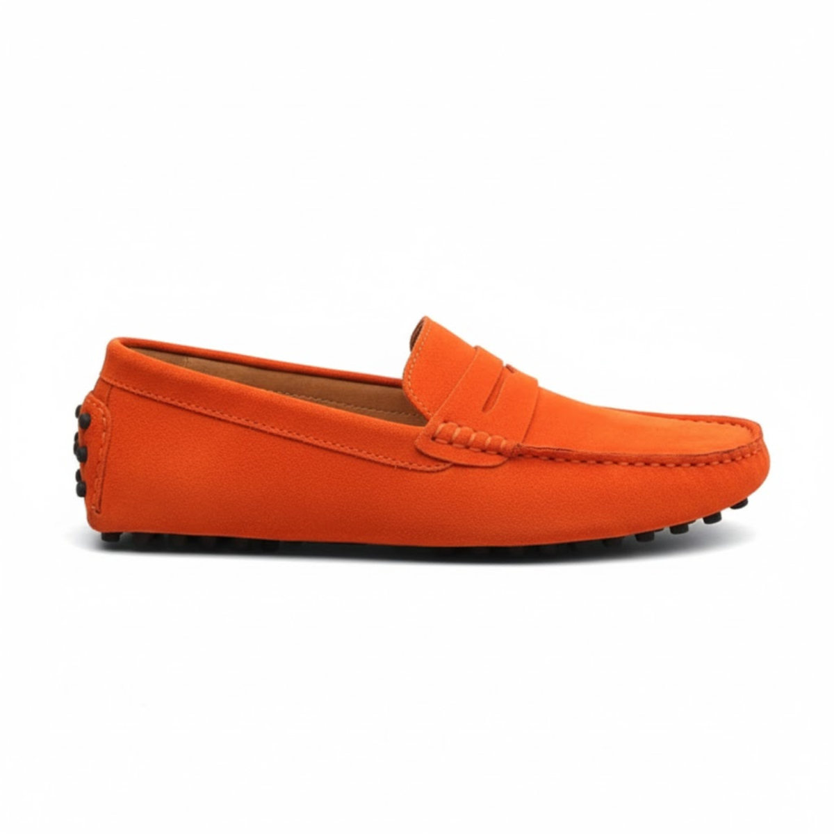 Moccasins for men, soft slip-on driving shoes — Orange