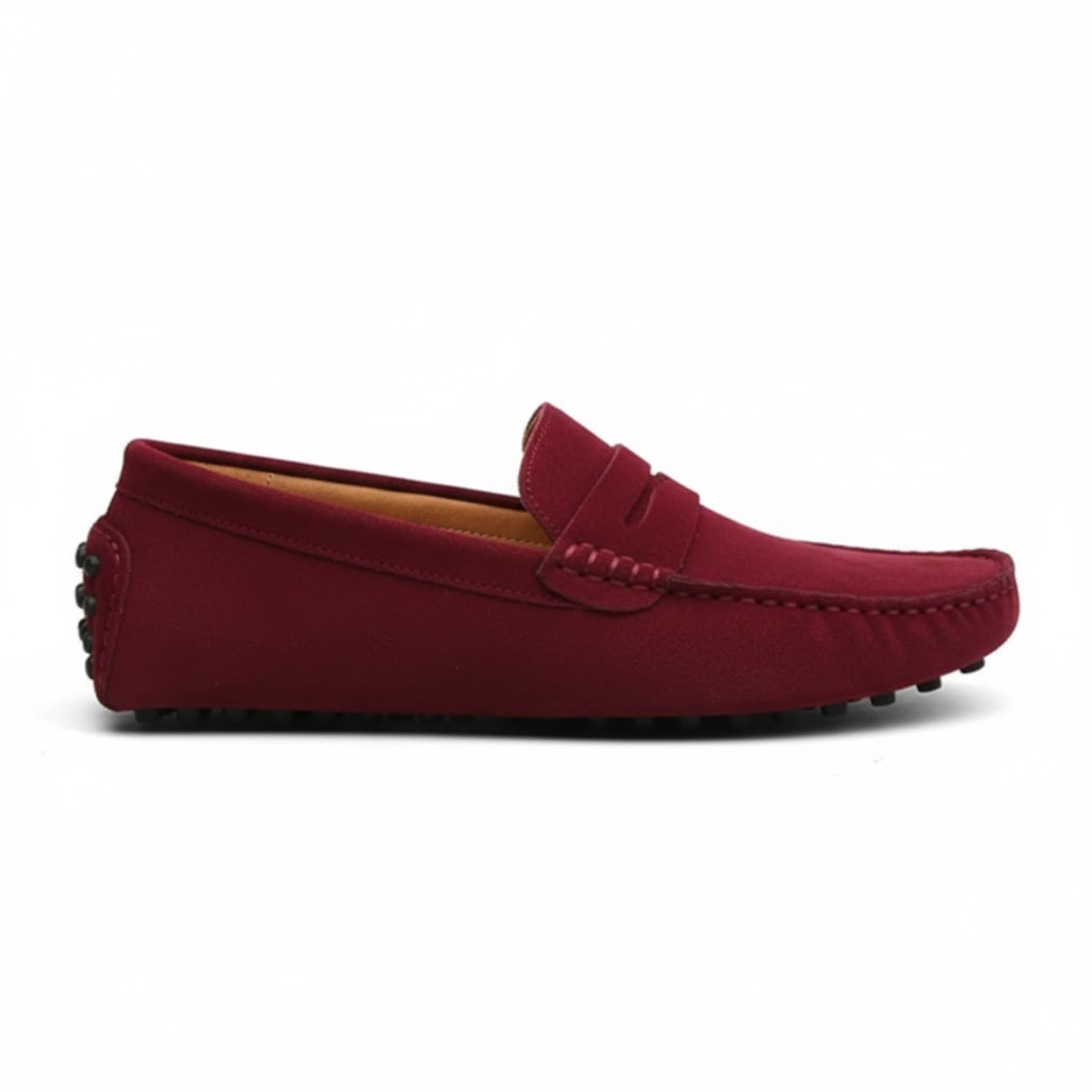 Moccasins for men, soft slip-on driving shoes — Red