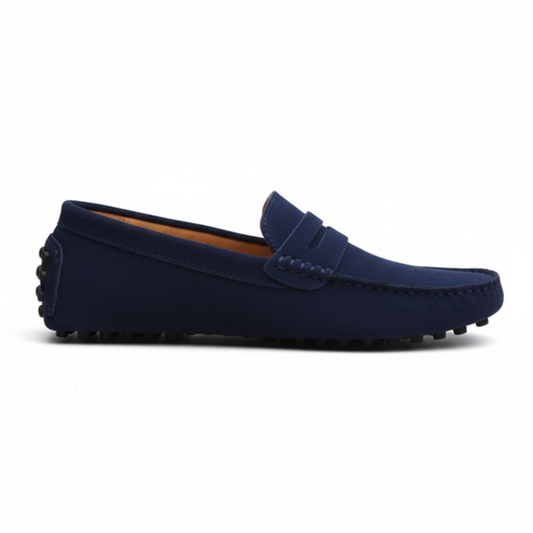 Moccasins for men, soft slip-on driving shoes — Navy Blue