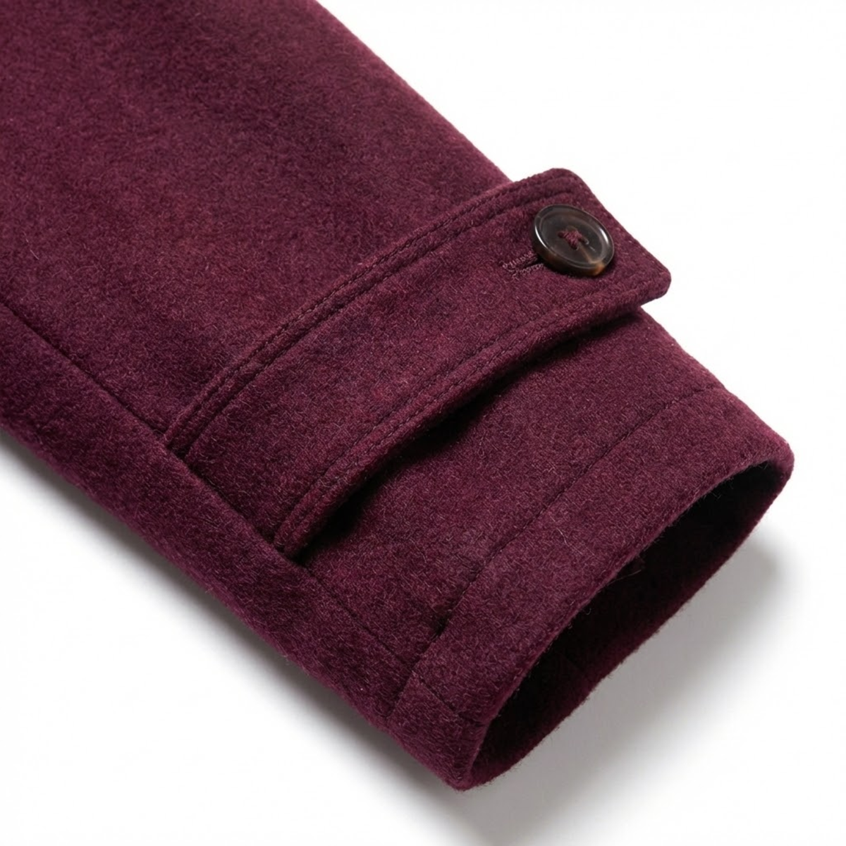 Women's Short Double-Breasted Coat with Relaxed Lapel Collar — Red