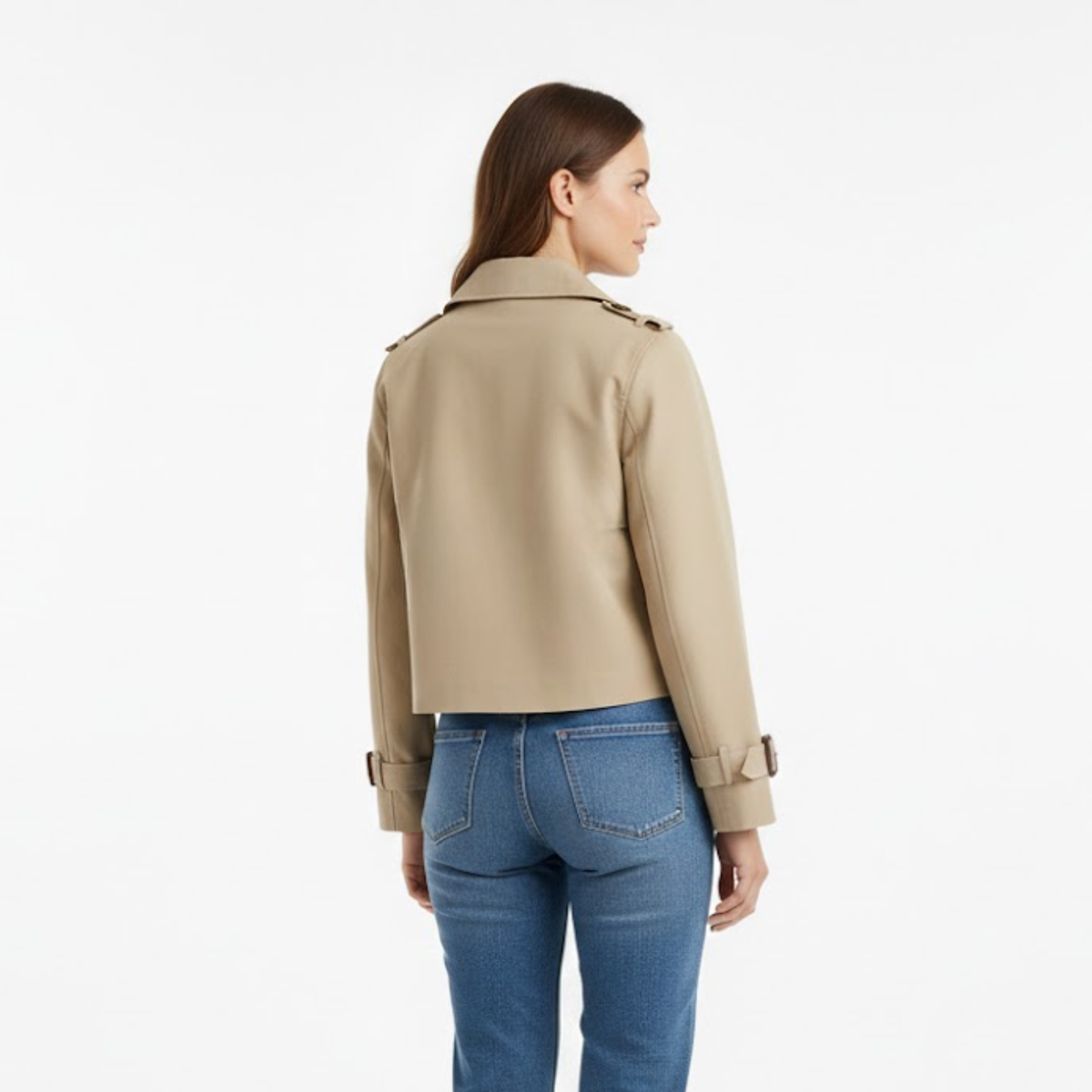 Women's Short Double-Breasted Trench Coat – Vintage Style — Khaki