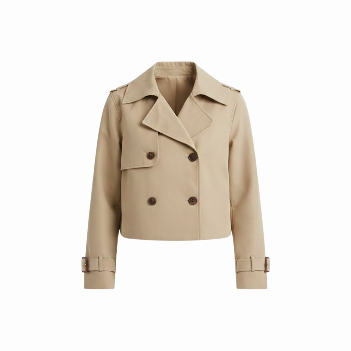 Women's Short Double-Breasted Trench Coat – Vintage Style — Khaki