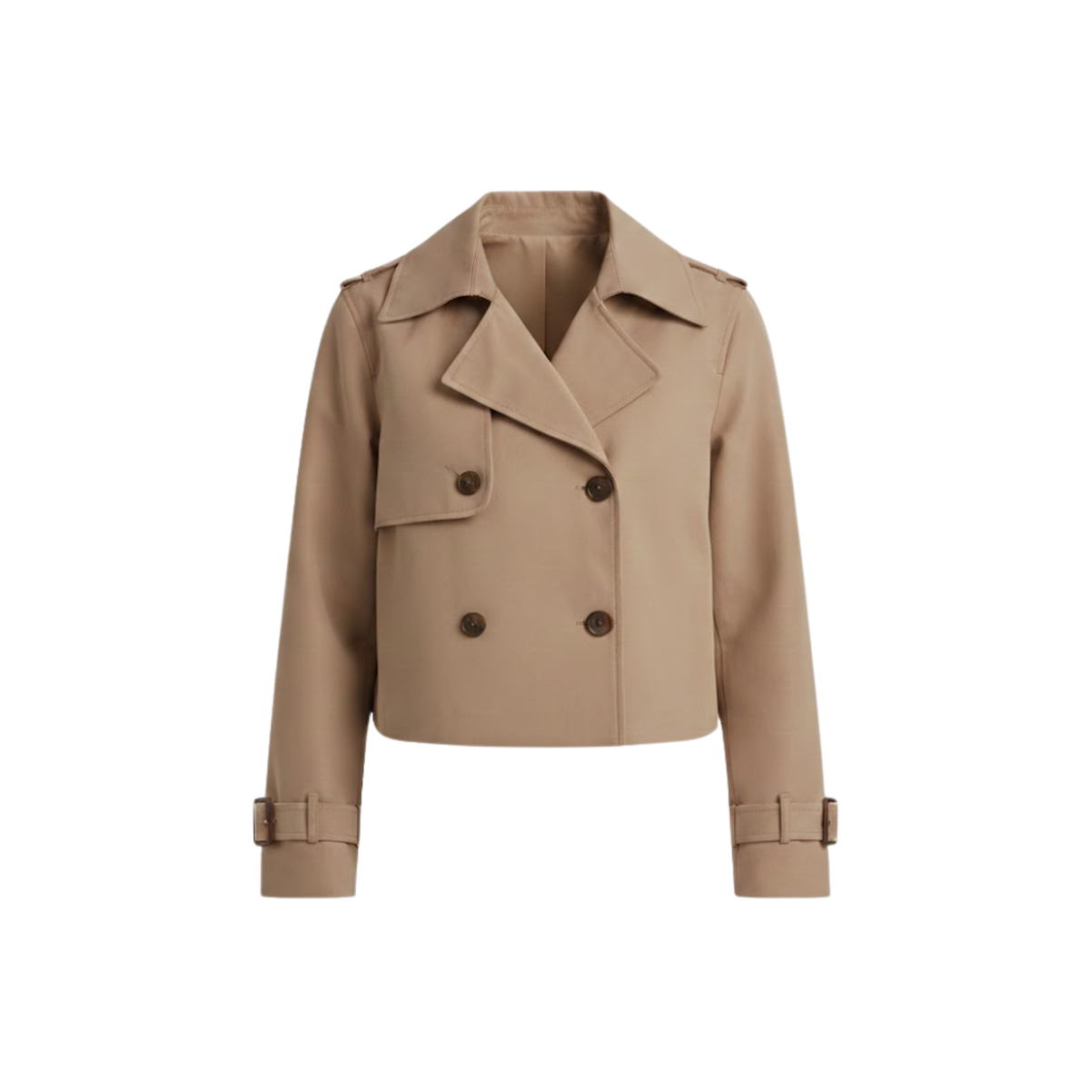 Women's Short Double-Breasted Trench Coat – Vintage Style — Brown