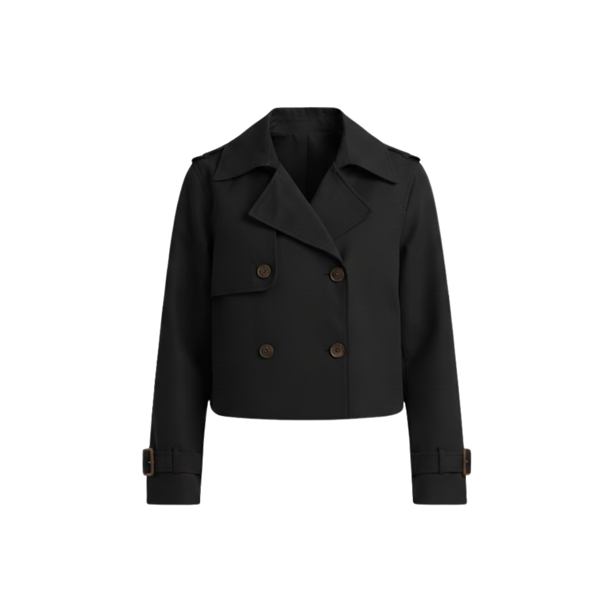 Women's Short Double-Breasted Trench Coat – Vintage Style — Black