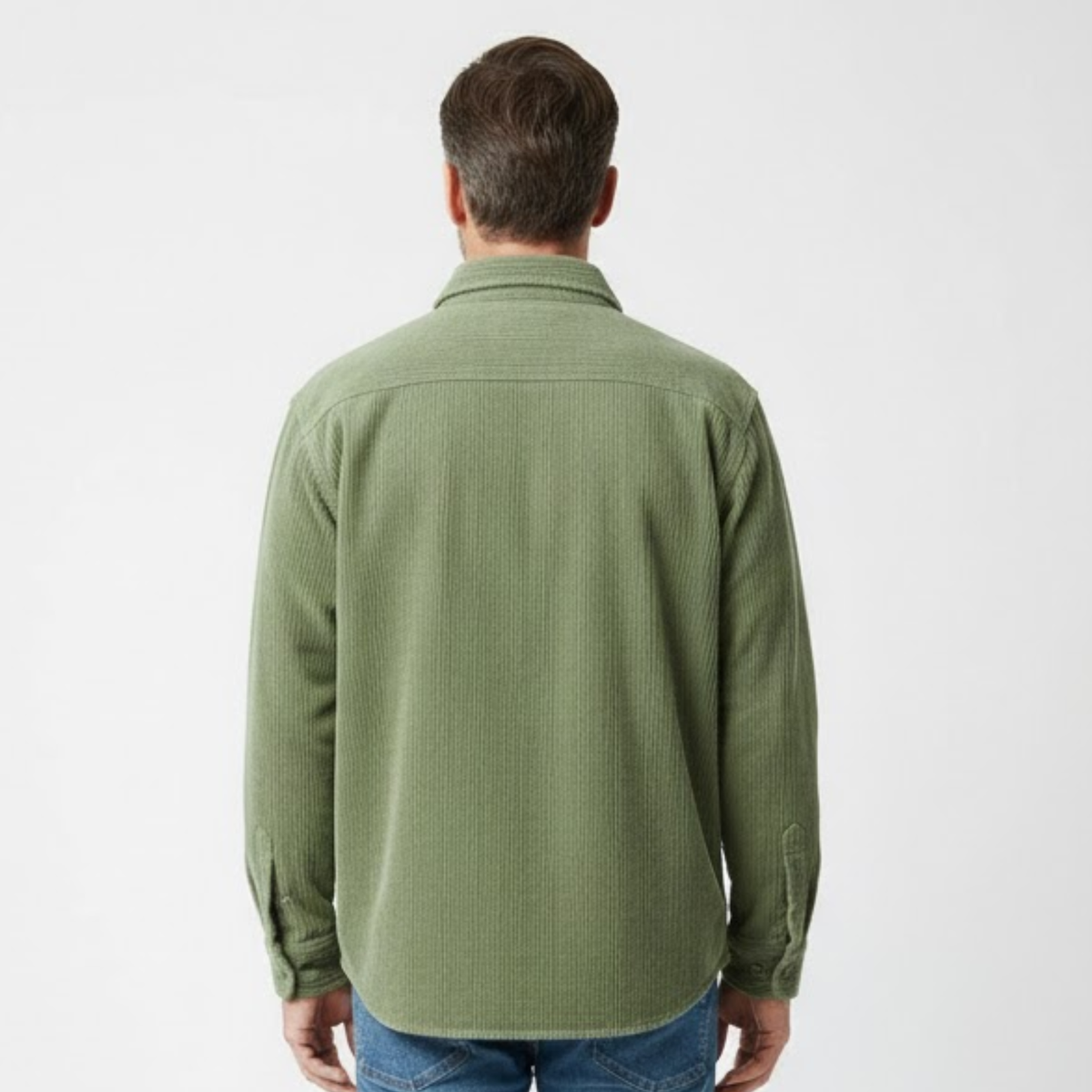 Chemise pour homme en velours côtelé avec poche poitrine — Vert