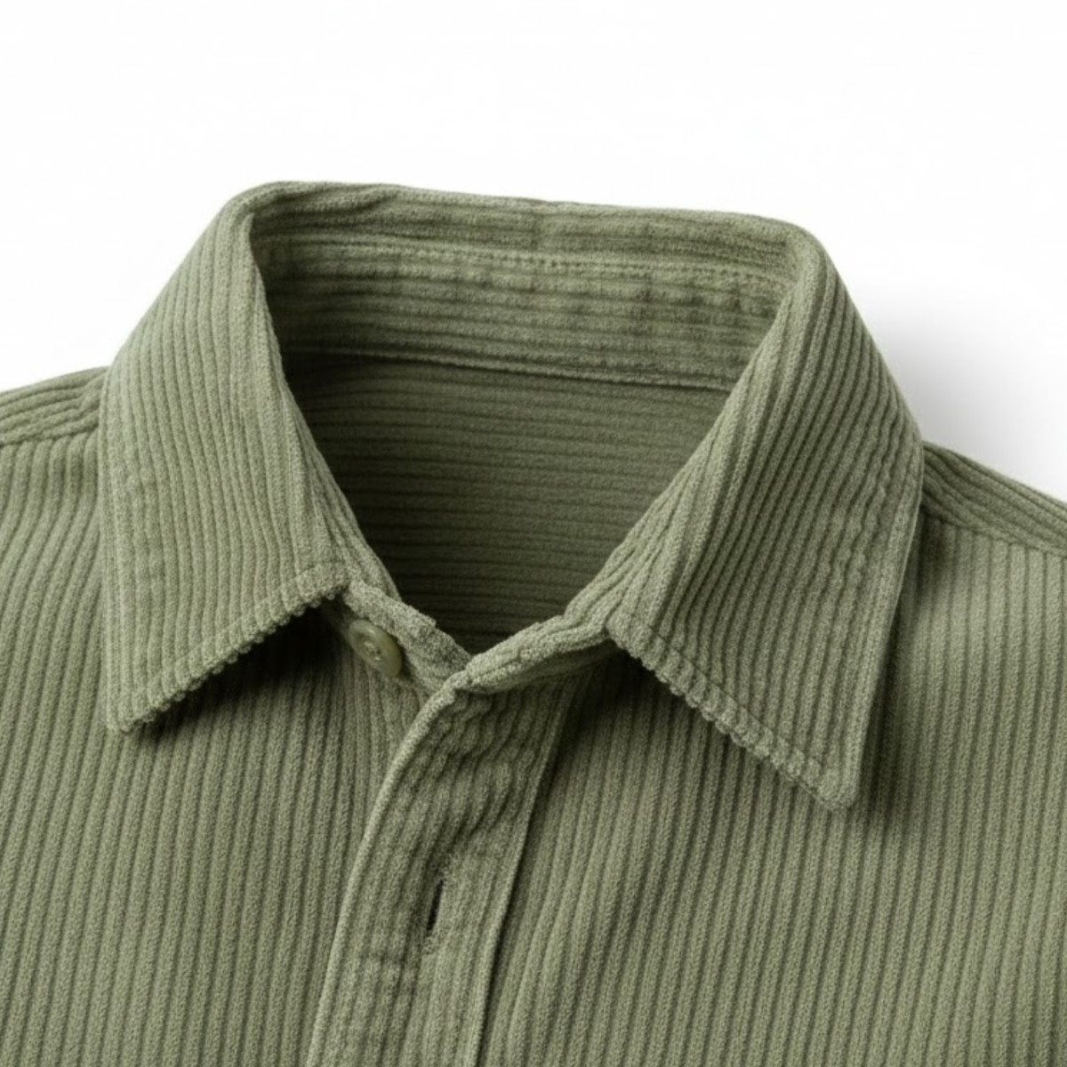 Chemise pour homme en velours côtelé avec poche poitrine — Vert