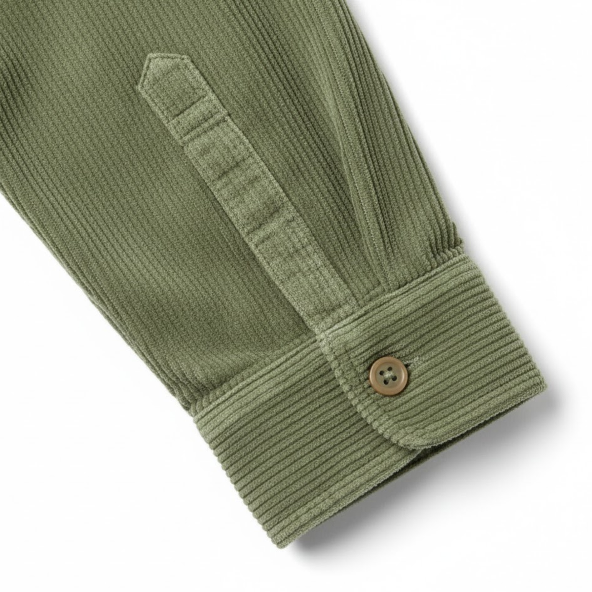Chemise pour homme en velours côtelé avec poche poitrine — Vert