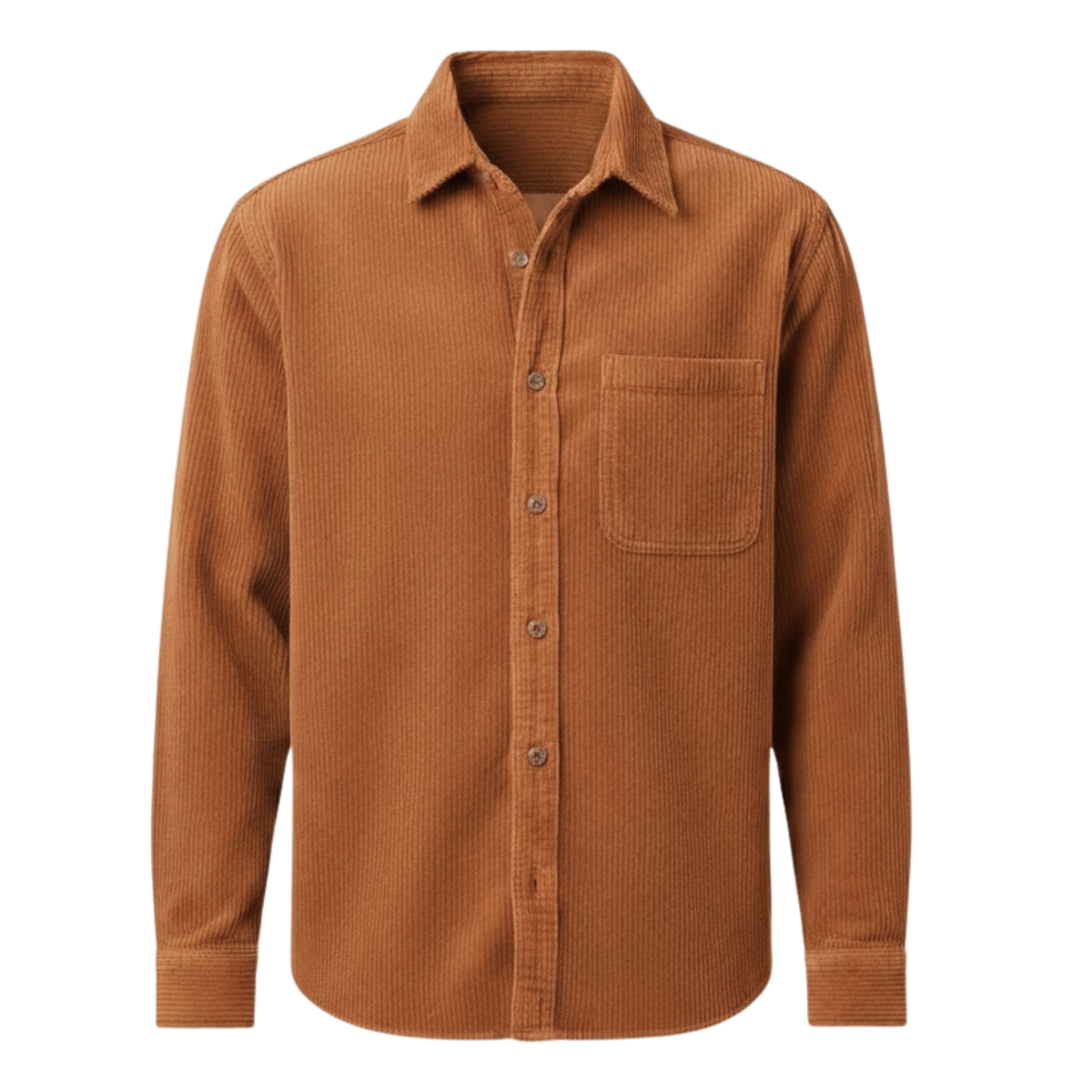 Chemise pour homme en velours côtelé avec poche poitrine — Caramel