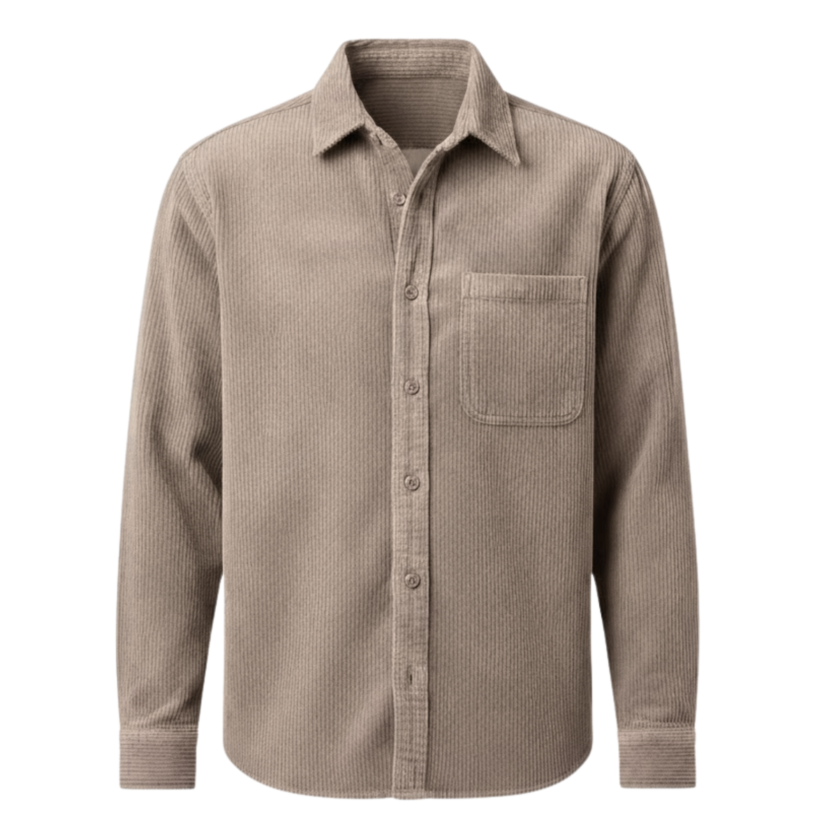 Chemise pour homme en velours côtelé avec poche poitrine — Gris clair