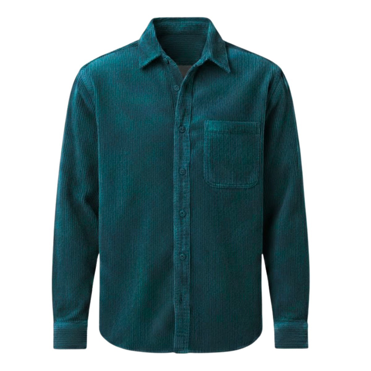 Chemise pour homme en velours côtelé avec poche poitrine — Vert paon