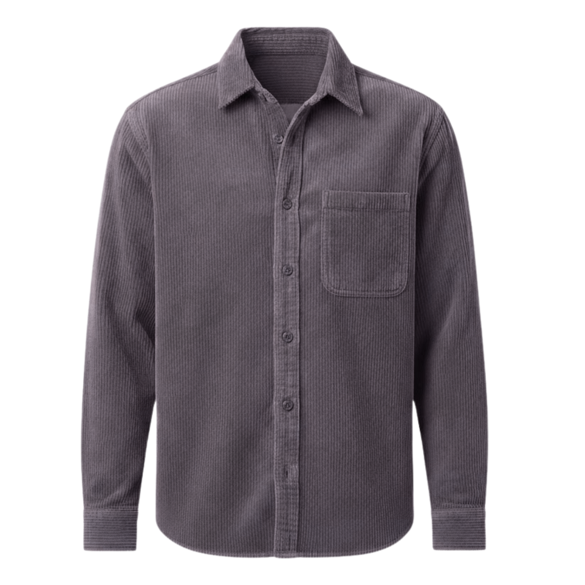 Chemise pour homme en velours côtelé avec poche poitrine — Gris fer
