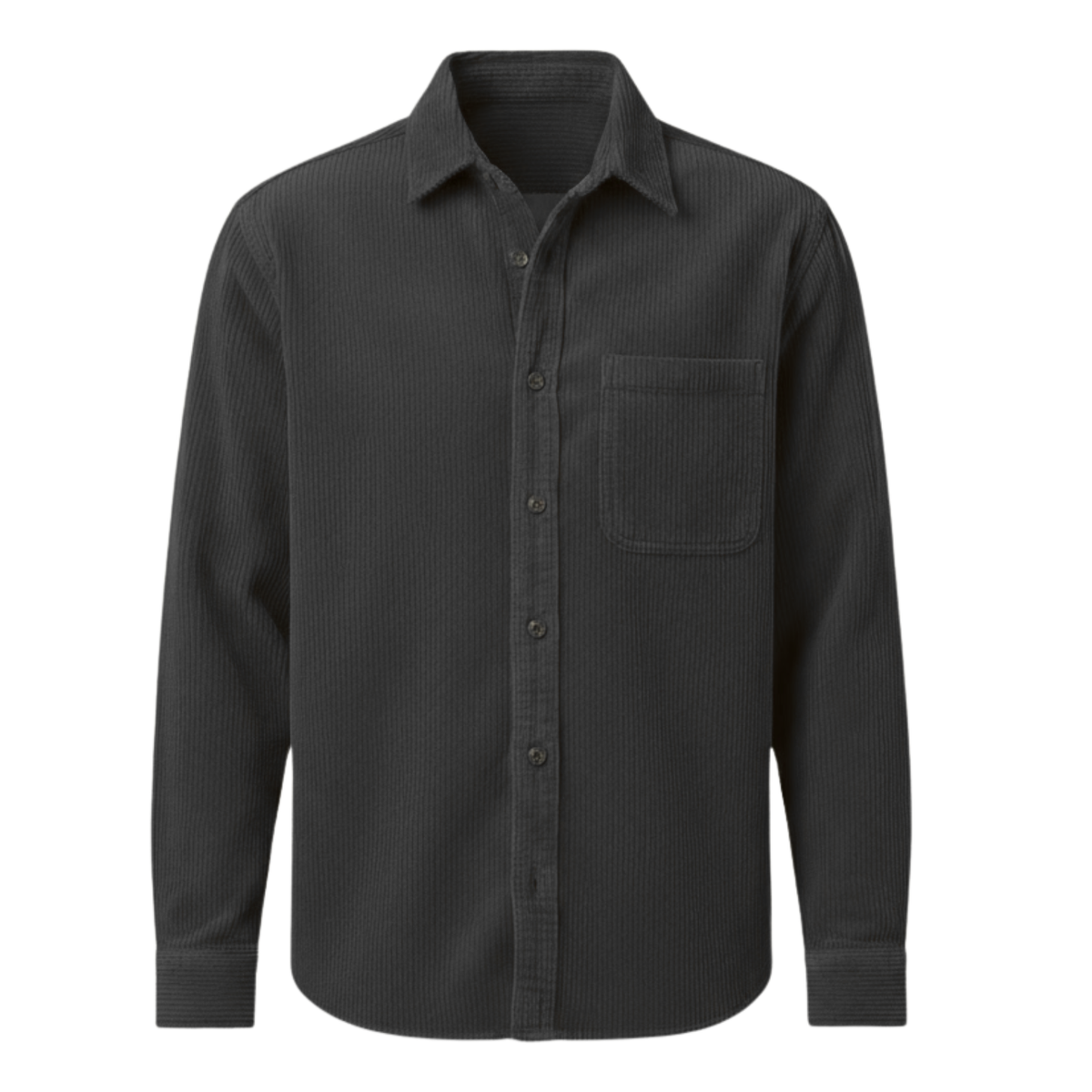 Chemise pour homme en velours côtelé avec poche poitrine — Gris foncé