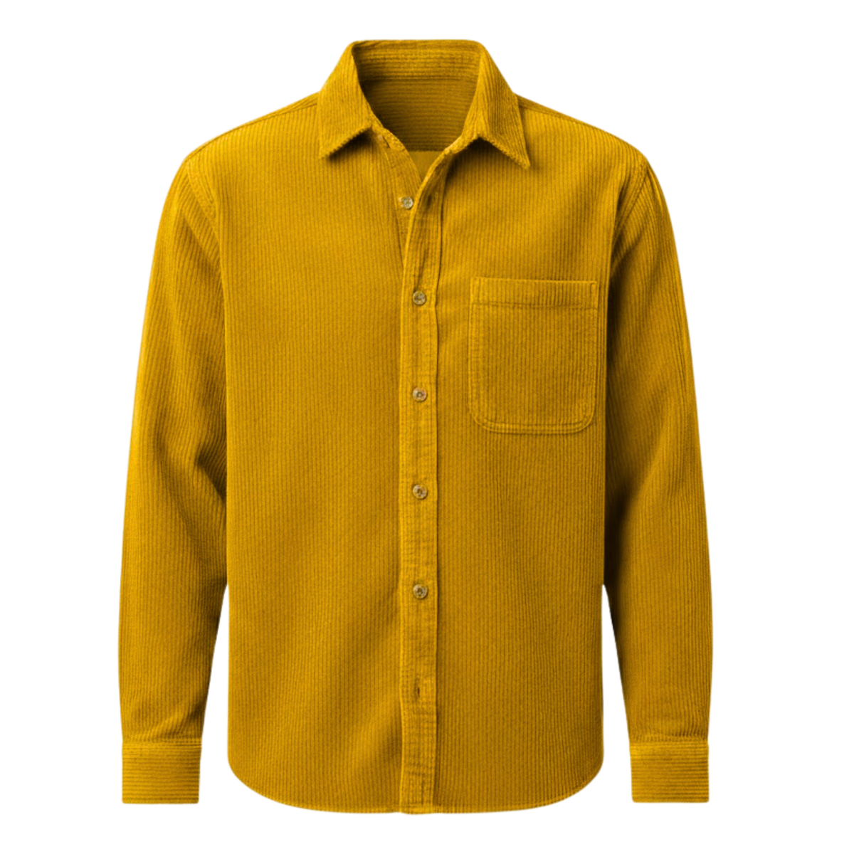 Chemise pour homme en velours côtelé avec poche poitrine — Jaune