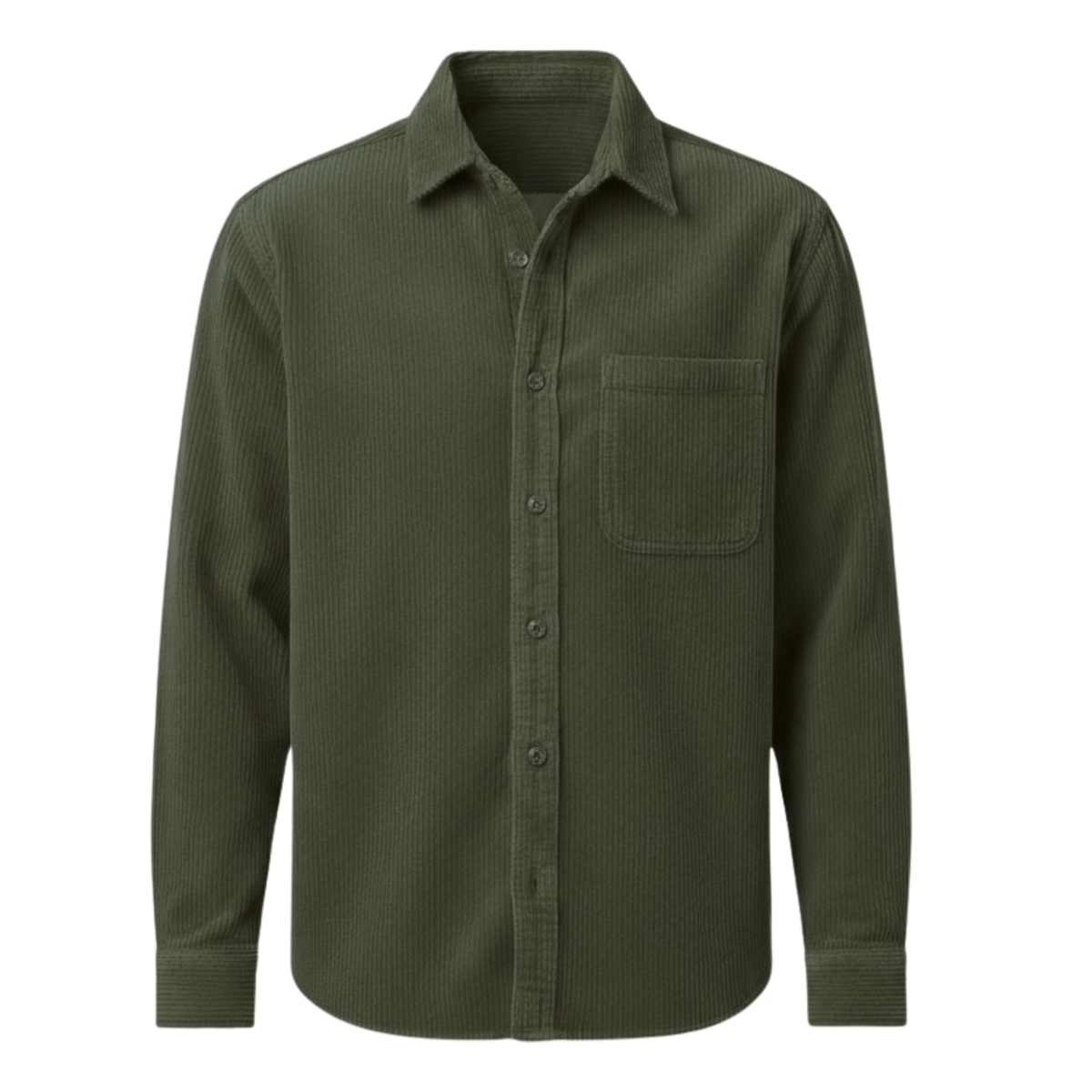 Chemise pour homme en velours côtelé avec poche poitrine — Vert militaire