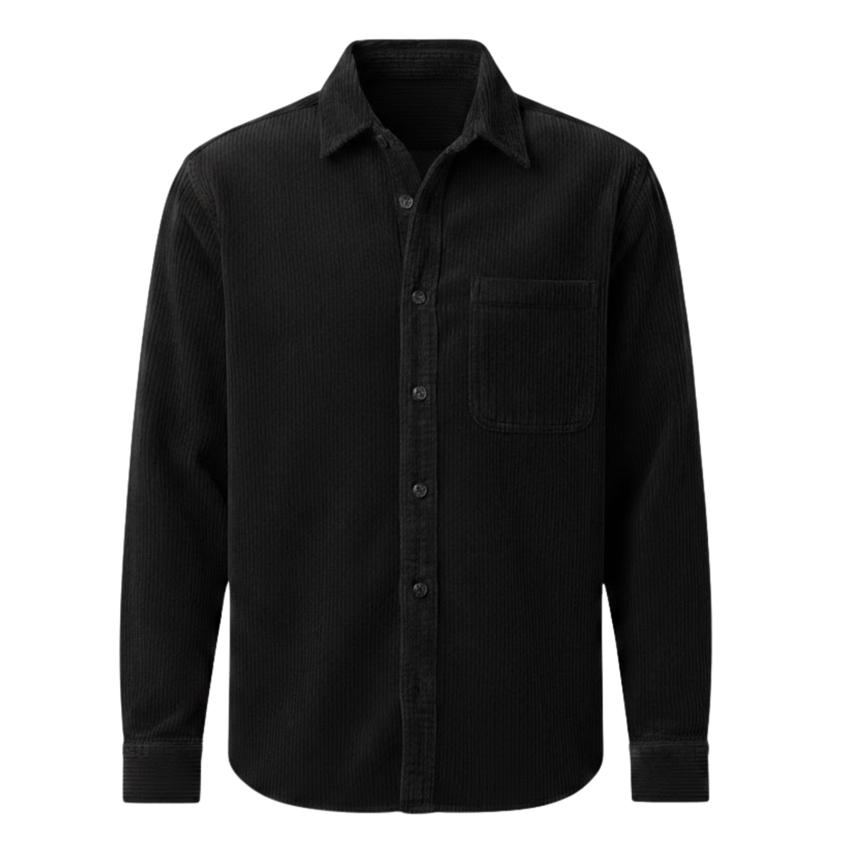 Chemise pour homme en velours côtelé avec poche poitrine — Noir