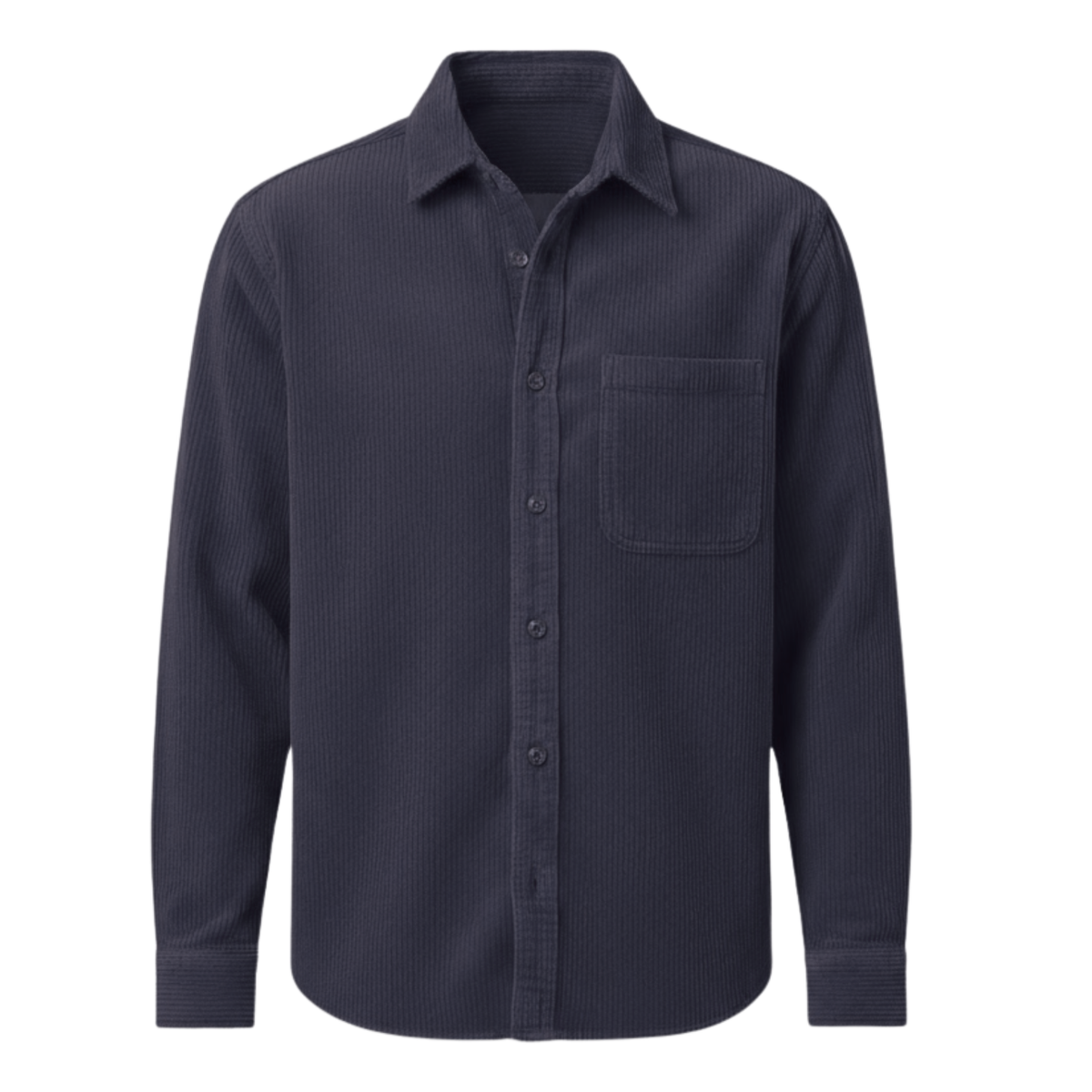 Chemise pour homme en velours côtelé avec poche poitrine — Bleu profond