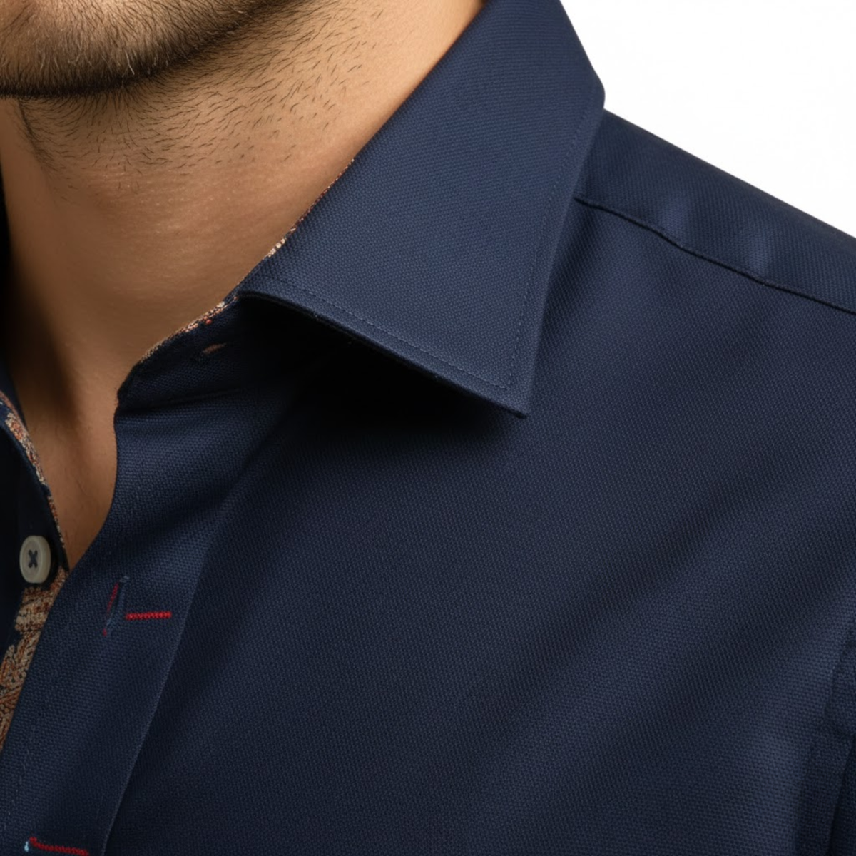 Men's Fitted Dress Shirt – Long Sleeves, Contrast Collar and Cuffs — product view